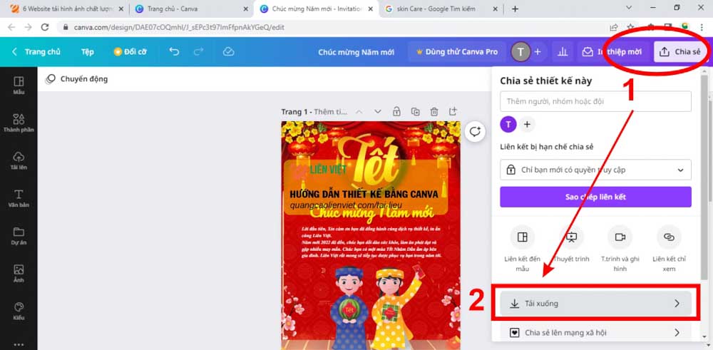 Cách xuất file in trong canva